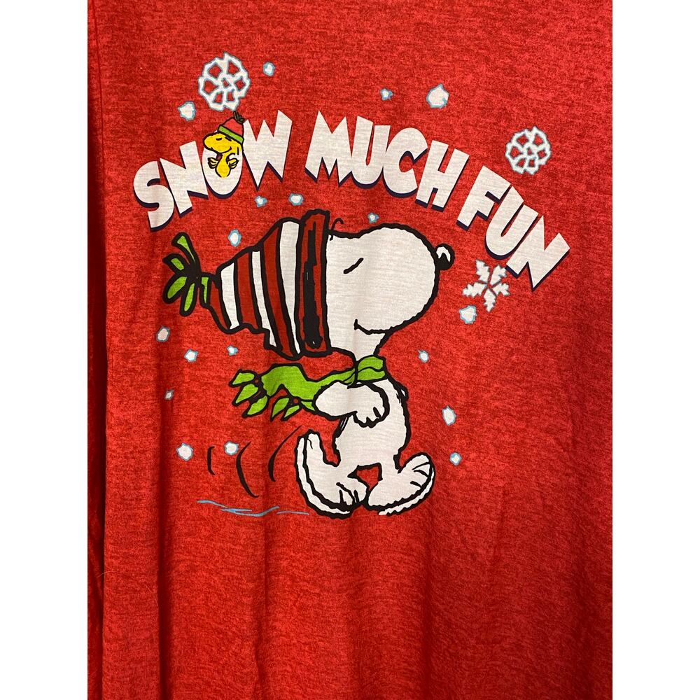 Peanuts Women's 1X Snoopy Winter Pajama Set Red Blue Christmas Gift Snowman New - Picture 2 of 7